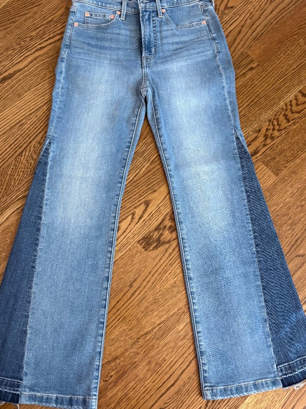 GAP High Rise Patched '70s Flare Jeans Two-Tone (27)